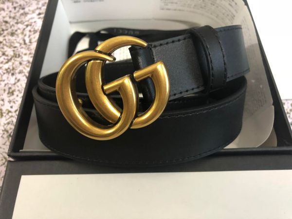 

2019 personality luxury trend business classic metal buckle belt with the box, Black;brown