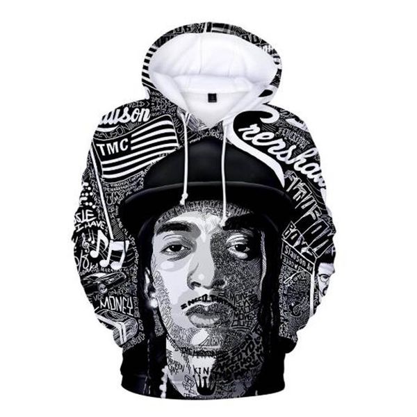 

hoodies american boy/girl sweatshirt casual 3d sweatshirt nipsey rapper cool sleeve hussle hooded long harajuku oversized famous dllfw, Black