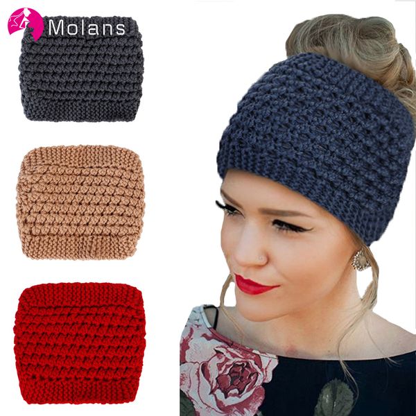 

molans european woven twisted headbands solid handmade knitting elastic women hairbands ear protected warm winter headband girls