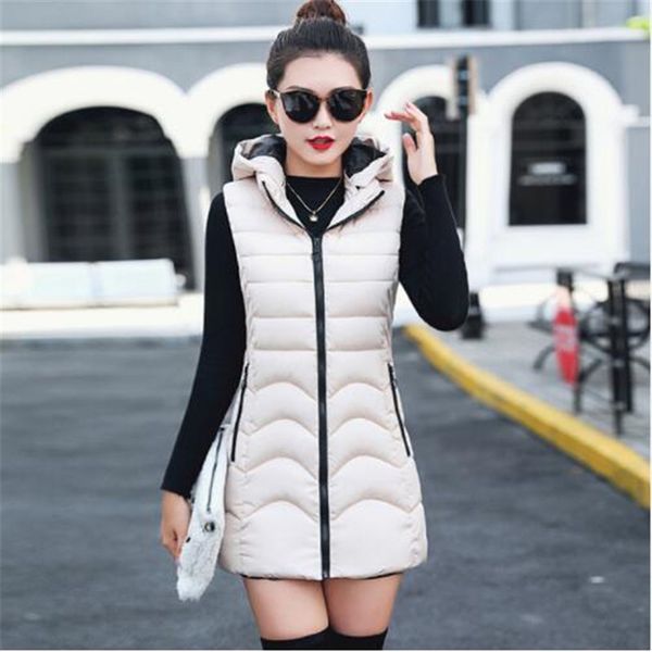 

women's down & parkas brand women long coats winter duck vests female slim vest windproof warm waistcoat, Black