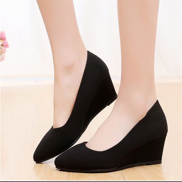 black wedge heel shoes