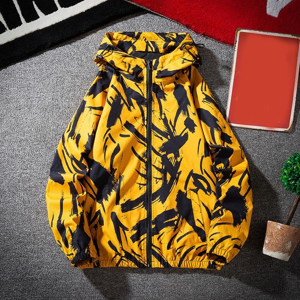

men jacket hoodie autumn winter casual loose sweatshirt fitness printed fashion sports male jackets, Black