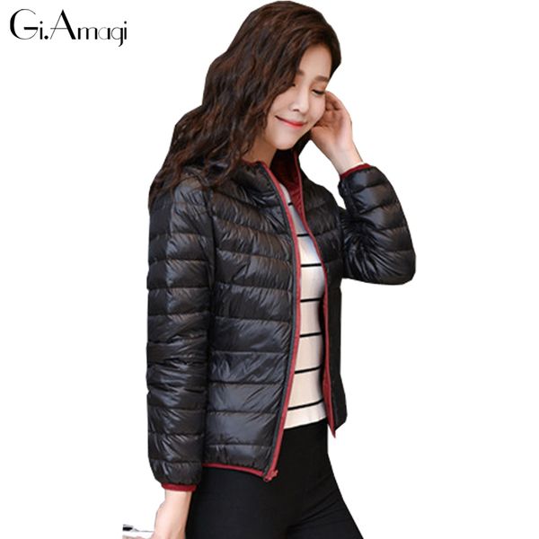 

hooded double-sided wear design ultra-light 90% white duck down jacket women coats parka slim jackets female winter coat parkas, Black