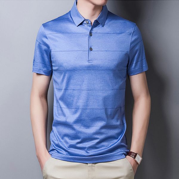 

summer short-sleeved mulberry silk t-shirt men's summer middle-aged men's business casual shirt, White;black