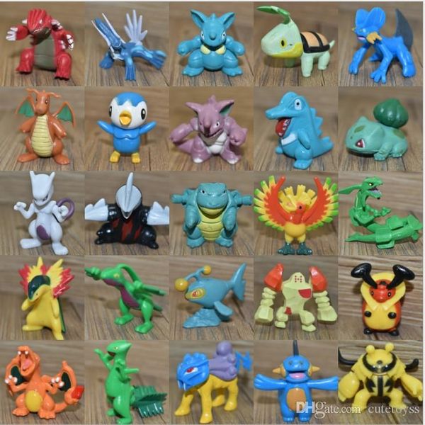 

cute 100style pikachu charmander bulbasaur squirtle eevee dragonite snorlax pvc mini action figures doll for child gifts 2-3cm