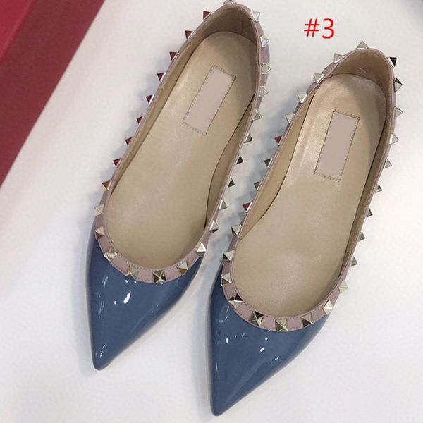 

fashion bridal shoes latest and true picture of fashion woman nude/black/red/bule/ fuchsia white flat rivet shoes size35-4