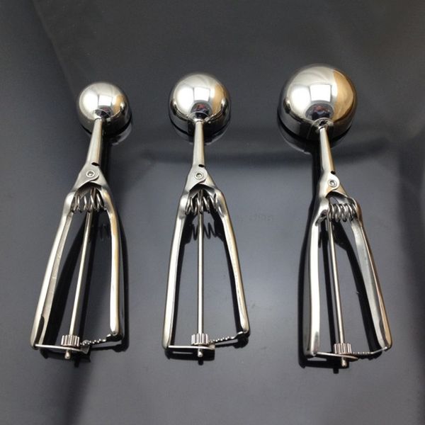 

stainless steel spoon kitchen ice cream mashed potatoes watermelon jelly yogurt cookies spring handle scoop kitchen accessories