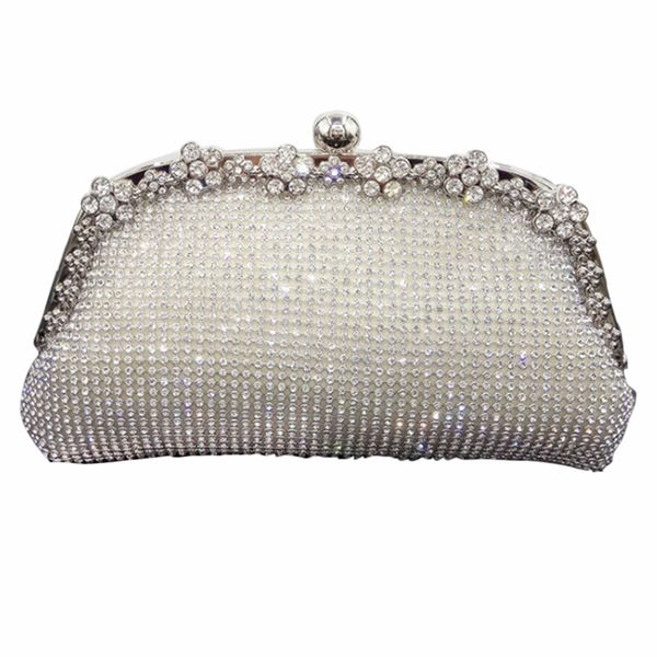 

asds-new diamonds chain evening bag silver wedding bags for bride women messenger party handbag elegant clutch