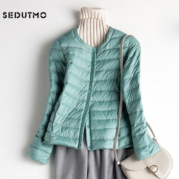 

sedutmo winter plus size 3xl womens down jackets ultra light duck down doat slim short puffer jacket autumn parkas ed001, Black