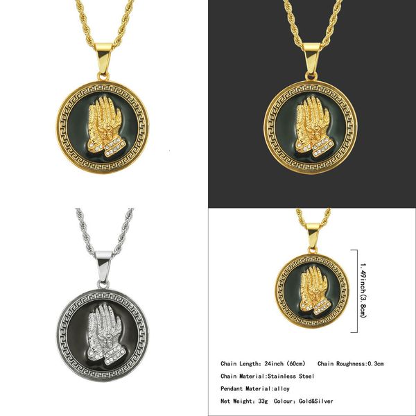 

round pendeloque cut necklace hiphop man hip hop jewelry chain crucifix cross swarovski crystals initial letter necklace diamond, Silver