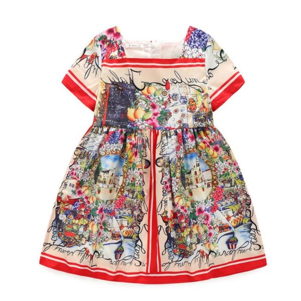 

2020 fashion girls party dresses european robe fillette wedding birthday kids dresses for girls toddler princess girl, Red;yellow