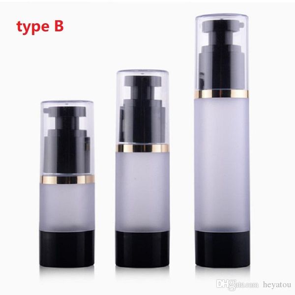 

new arrival 15ml 30ml 50ml frosted airless bottle with black pump refillable lotion and gels dispenser travel container