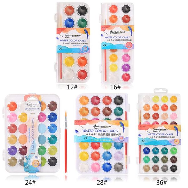 

36 color fundamental watercolor pain set with paint brush watercolor set n1hd