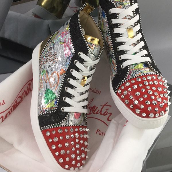 

2019 luxury designer superstar red bottom rivet men's and women's casual shoes fashion casual sports shoes trainer shoes size 35-4, Black