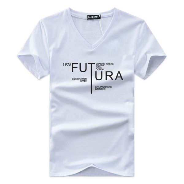 

mens t shirts fashion summer v-neck slim fit short sleeve t shirt men printing fut brand-clothing casual men t-shirt s-5xl, White;black