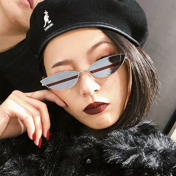 

2018 women's sunglasses classic cat eye sunglasses retro sheet metal small box male driving outdoor sun visor, White;black
