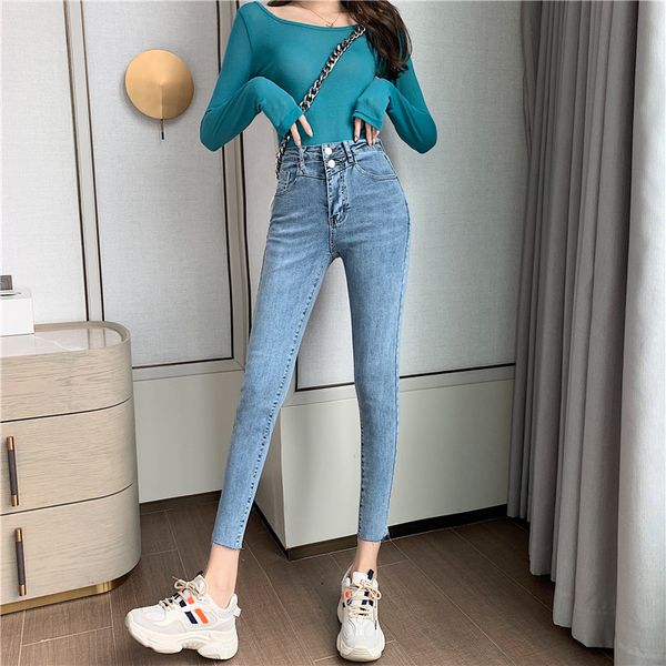

blue gray women's tailored waist and hip princess jeans bk1666