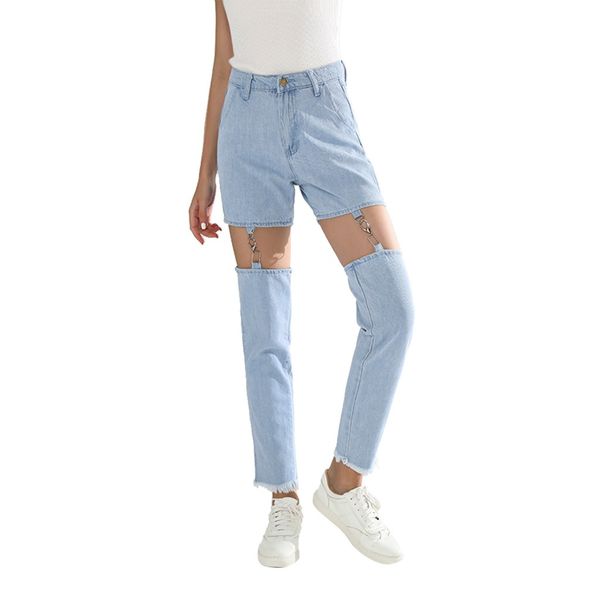

2019 newest fashion casual cotton high waist female ladies denim women pants jeans ladies wonderful jeans pants, Blue
