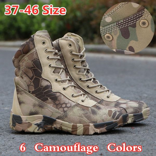 

boot men outdoor waterproof camo combat tactical desert boots ultralight breathable non-slip climbing hiking high shoes