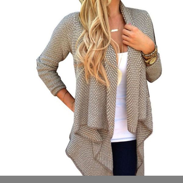 

luxury women luxury coat knitwear new fashion 2019 long sweater brand cardigan coat wholesale designer irregular dot sweater 2 color, White