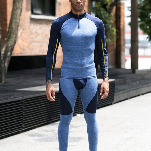 

men's sportswear t-shirt high-elastic stand collar camouflage running training quick-drying breathable foot trousers pant, Black;blue