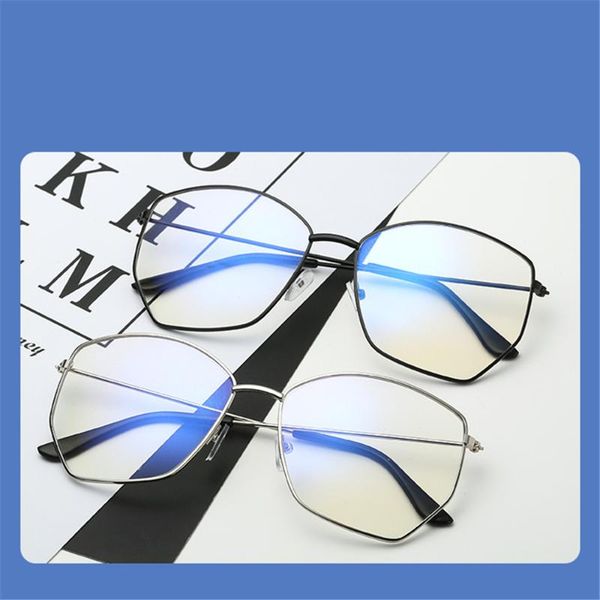 

fashionable metal irregular anti blue light glasses polygon large frame computer glasses anti blue, White;black