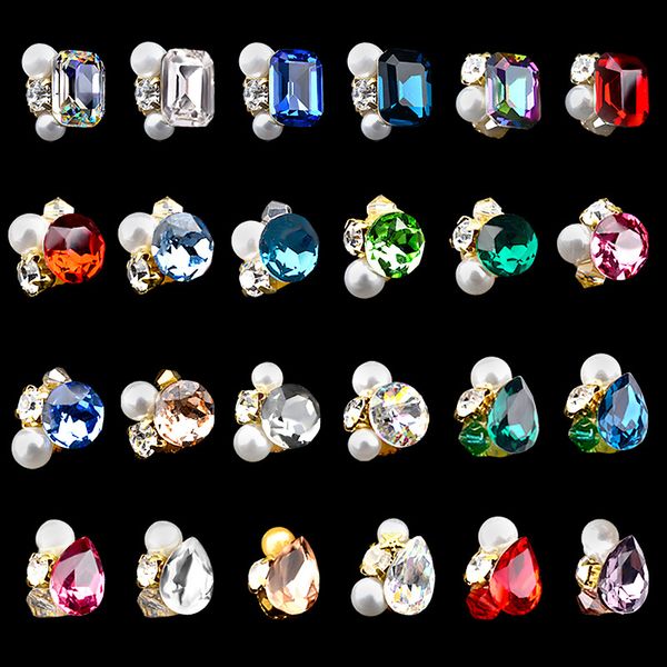 

new fashion classic alloy drop round square rhinestone jewelry 3d charm diy nail art nail jewelry decoration, Silver;gold