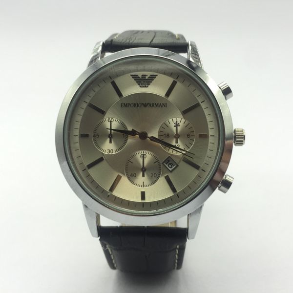 

luxury watches fashion brand mens sports watch leather strap date calendar waterproof quartz watch decorative small dial reloj hombre, Slivery;brown