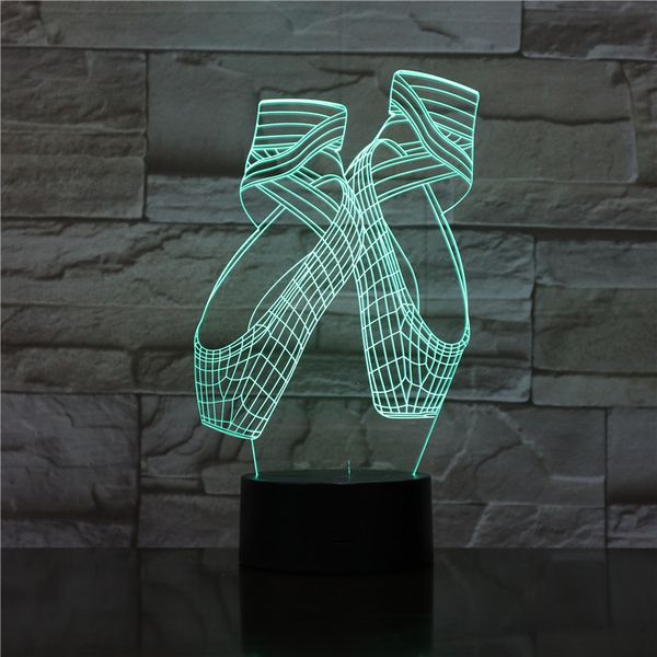 

creative 3d led 7 color change usb ballet shoes shape night light touch button table lamp kid bedroom home decor lighting 1827
