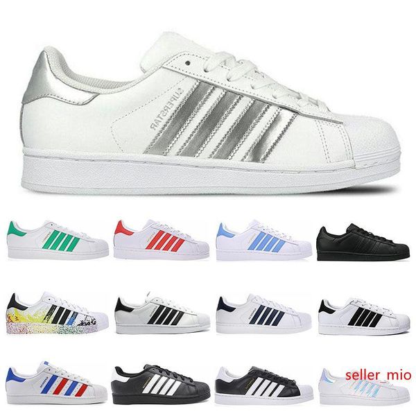 

designer super star white hologram iridescent junior men superstars 80s sneakers pride womens mens trainers superstar casual shoes 36-44