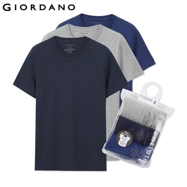 

giordano men t-shirt short sleeves undershirts male solid cotton mens tee summer jersey brand clothing sous vetement homme, White;black