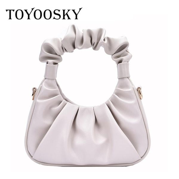 

toyoosky soft handle folded handbag women new fashion korean retro solid small hobos shoulder bag ladies personality casual