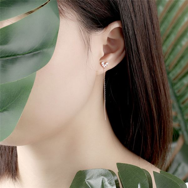 

s925 pure silver new personality little love love earrings set auger tassels eardrop contracted fashion, Golden;silver