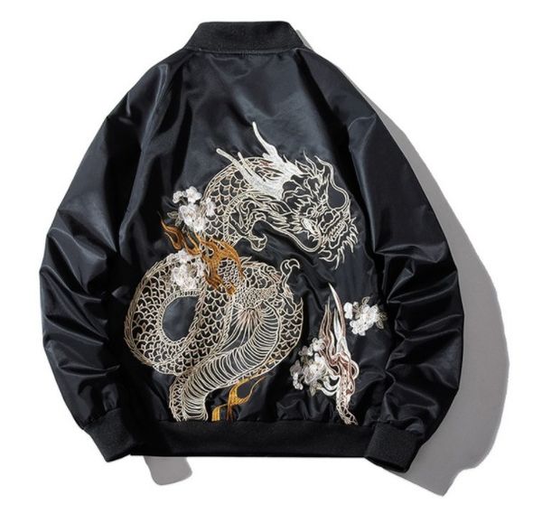 

men's jackets spring autumn chinese style dragon embroidery baseball jacket for men and women coat plus size s-3xl, Black;brown