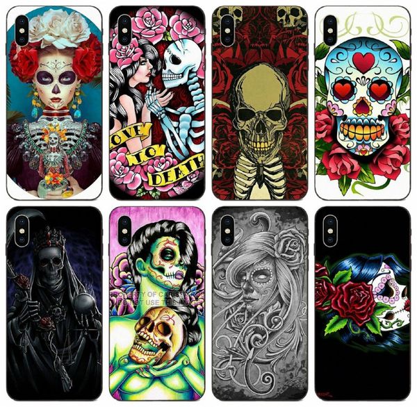 

tongtrade] sugar skull day of the dead rose graphic case for iphone 11 pro max x xs 8s 7s 6s 5s 4 galaxy s10 s9 huawei p8 xiaomi max 2 case