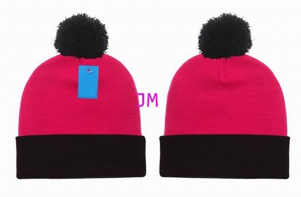 

2020 fashion knitting cotton rose red black hats with hair ball cap women's men winter confortable warm hats, Blue;gray