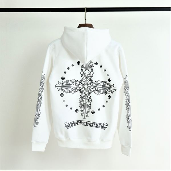 

Chrome tee heart brand hoodie famou hollywood luxury men hoodie rocking punk tyle pullover treet hip hop clothing trend hooded weater, Black