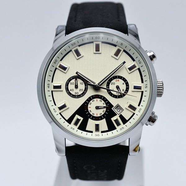 

on 42mm chronograph military casual leather quartz men designer watch day date mens watches whole gifts men wristwatch mo2613, Slivery;brown