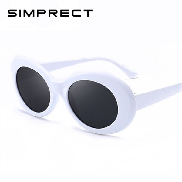 

simprect oval sunglasses women fashion retro kurt cobain men sun glasses black red vintage brand designer lunette de soleil, White;black