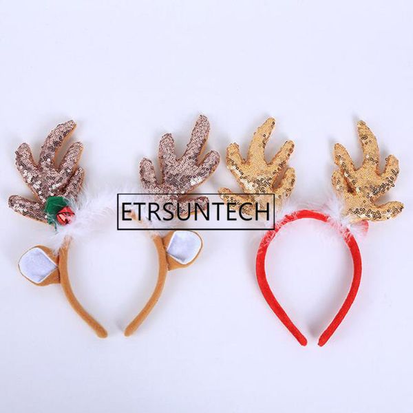 

100pcs christmas headband xmas hair accessories reindeer antlers headband christmas hair band new year santa snowman