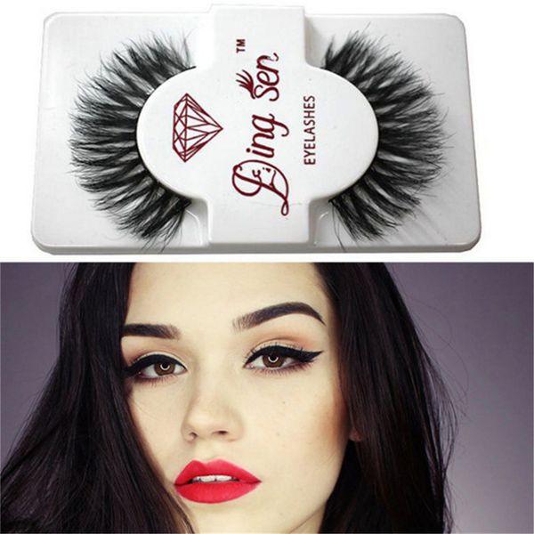 

1 pair charming black soft real horsehair long natural glamour thick false eyelashes makeup tools beauty