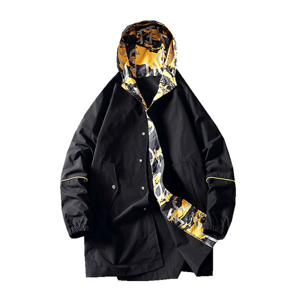 

2020 spring new youth popular korean men's casual color matching hat loose long sleeve windbreaker at58, Tan;black