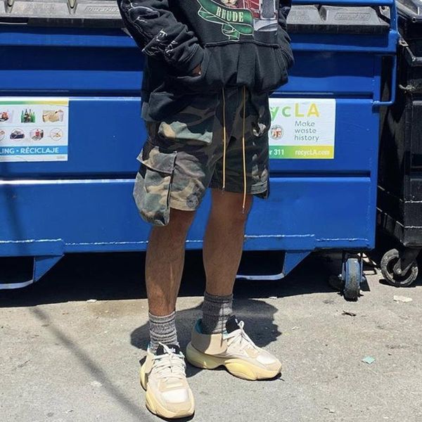 

20ss camo vintage drawstring short pants washed tooling waist shorts sport fitness casual high street outdoor short pants hfymkz207, Black