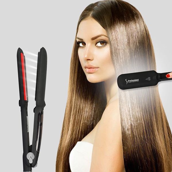 

2inch board steam hair straightener infrared hair comb straight steam anion function, Black