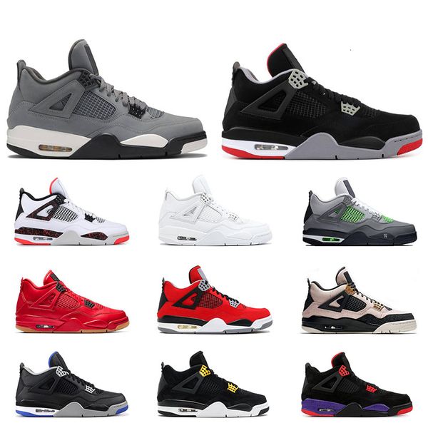 

with box mens 4s basketball shoes 4 cool grey bred black cat white cement punch singles day men athletic sports sneakers