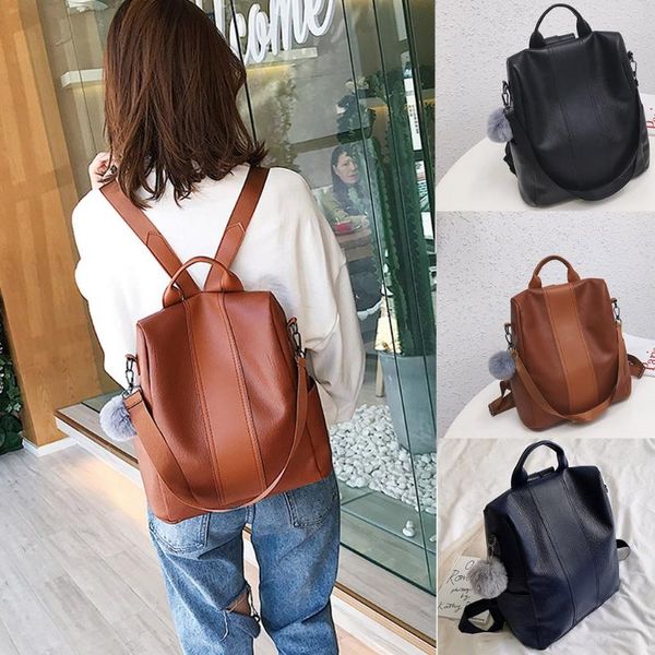 

fashion women's outdoor simple zipper contrast color backpack travel bag#