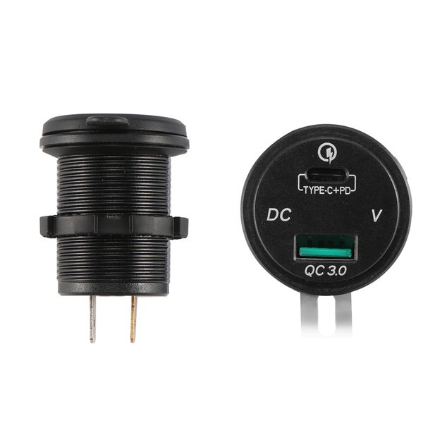

5v type-c 36w car usb charger hub adapter 12-24v quick charge pd fast charger voltmeter