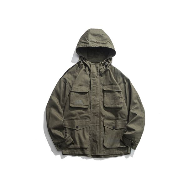 

city where the product origional multi-pockets camouflage camouflage jacket hooded coat men autumn clothing workwear coat, Black;brown