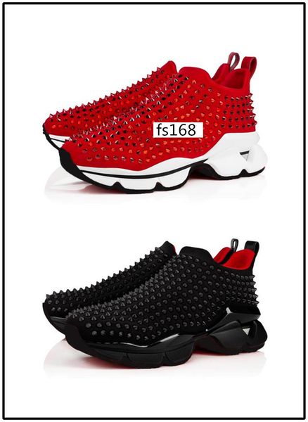 

with box red bottom spike sock sneaker men women low casual shoes black spike sock shoes 2