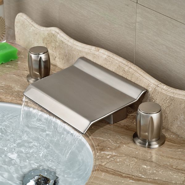 Brushed Nickel Luxury Waterfall Spout Bathroom Tub Faucet Dual Handles Basin Sink Mixer Taps Uk 2019 From Lilingainiqi Uk 185 33 Dhgate Uk